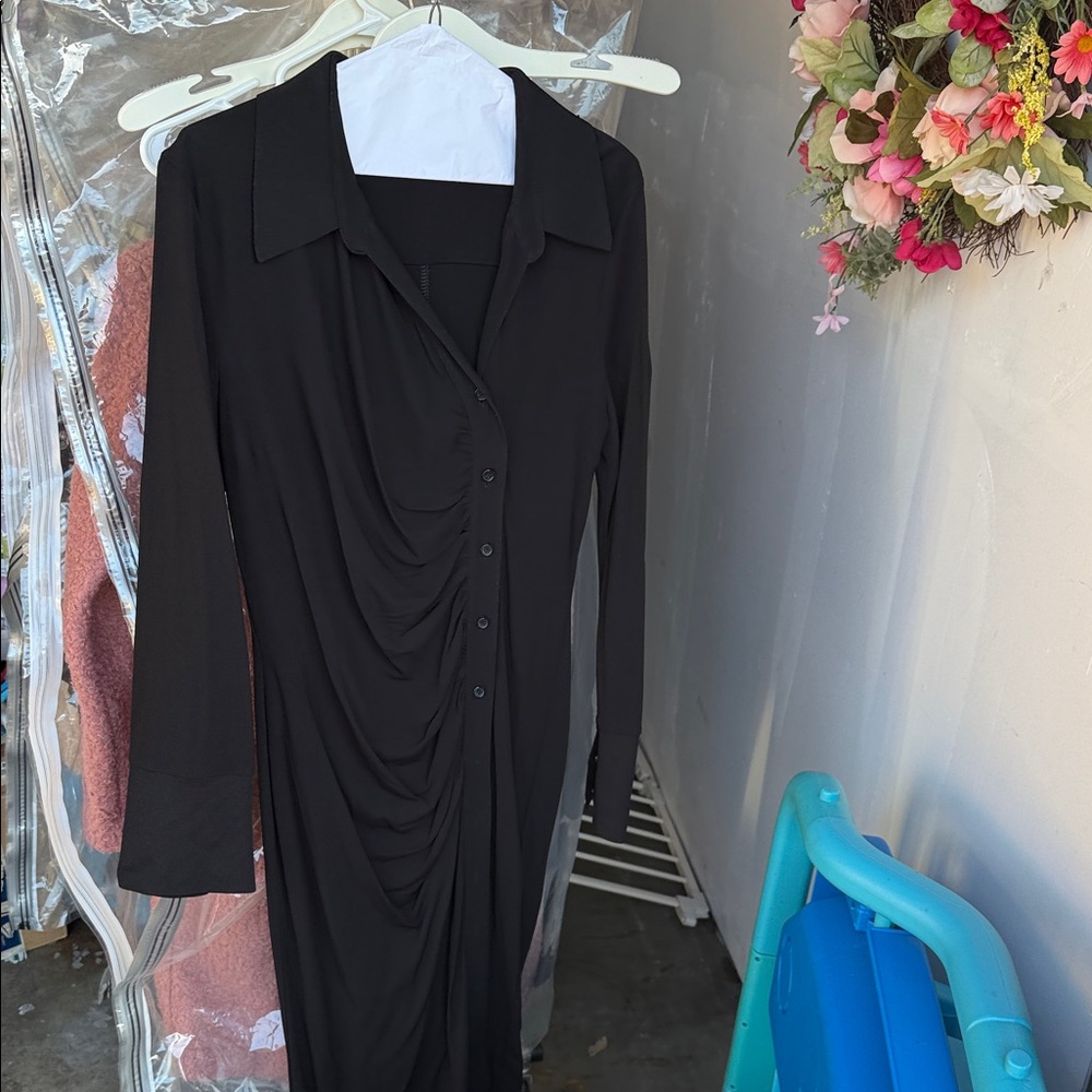Helmut Lang Black Long Sleeve Dress